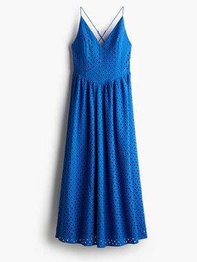 100% Cotton H&M Royal Blue Maxi Dress Eyelet